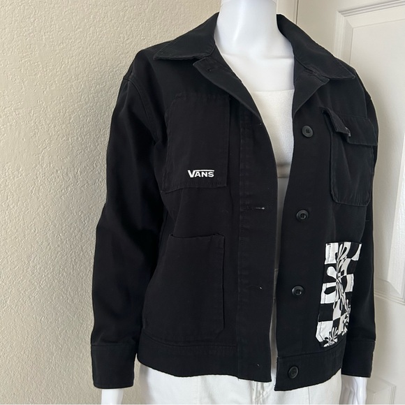 Vans Divine Energy relaxed fit Button up soft cotton black canvas Jacket - XS - Picture 2 of 8